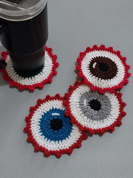 Crochet Eyeball Coaster Set