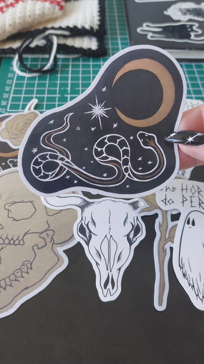 Moon and Snake Sticker